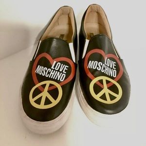 Love Moschino Black Leather Slip On Shoes Look at pictures carefully. No return!